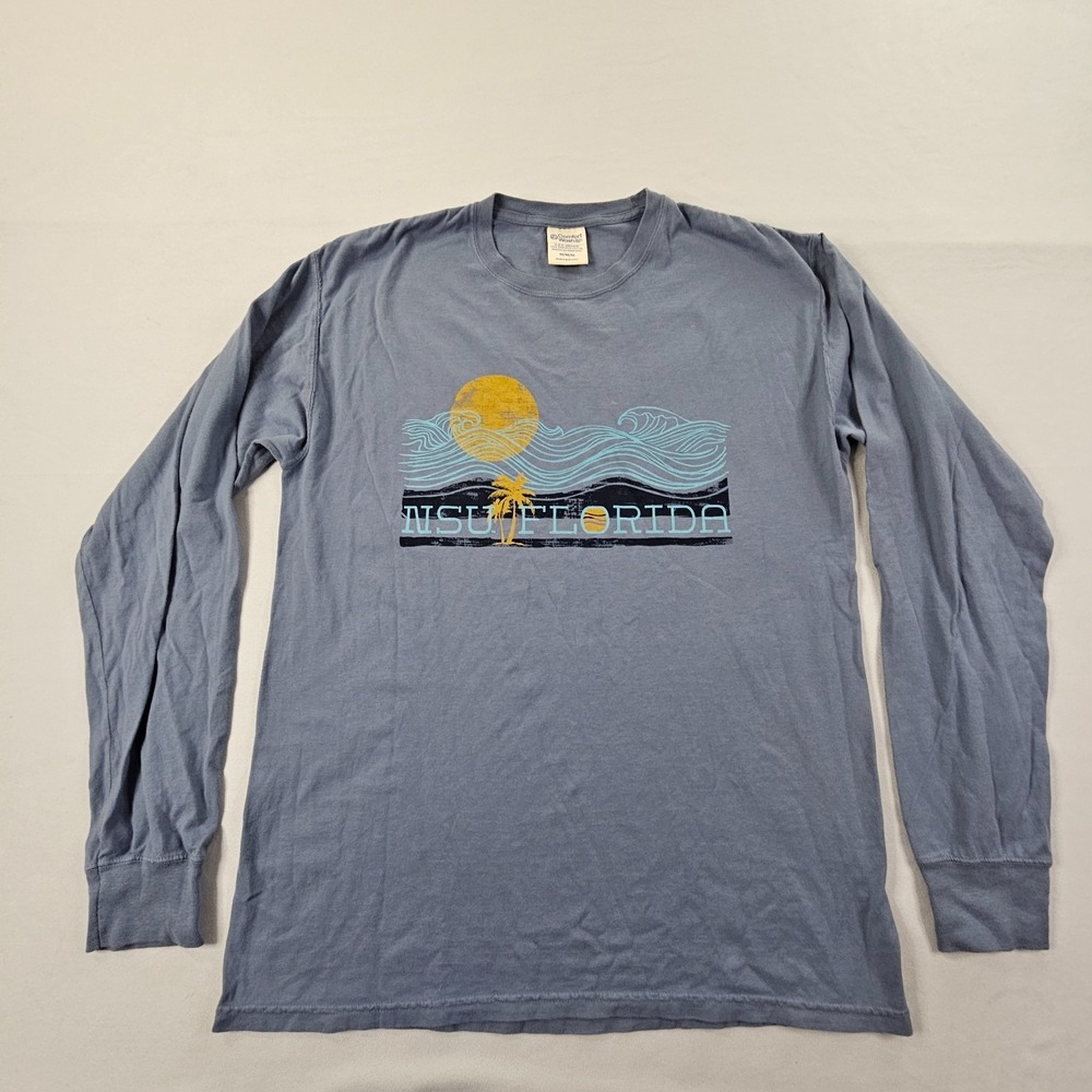 Nova Southeastern University Florida Blue Long Sleeve Cotton T-Shirt Men's M